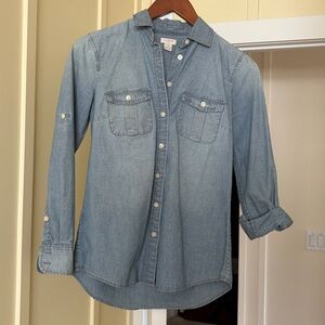 J. Crew Chambray Button-Down Shirt petite xxs